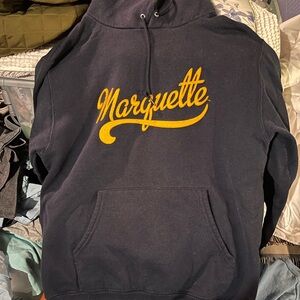 Champion Navy and Gold Marquette hooded Sweatshirt